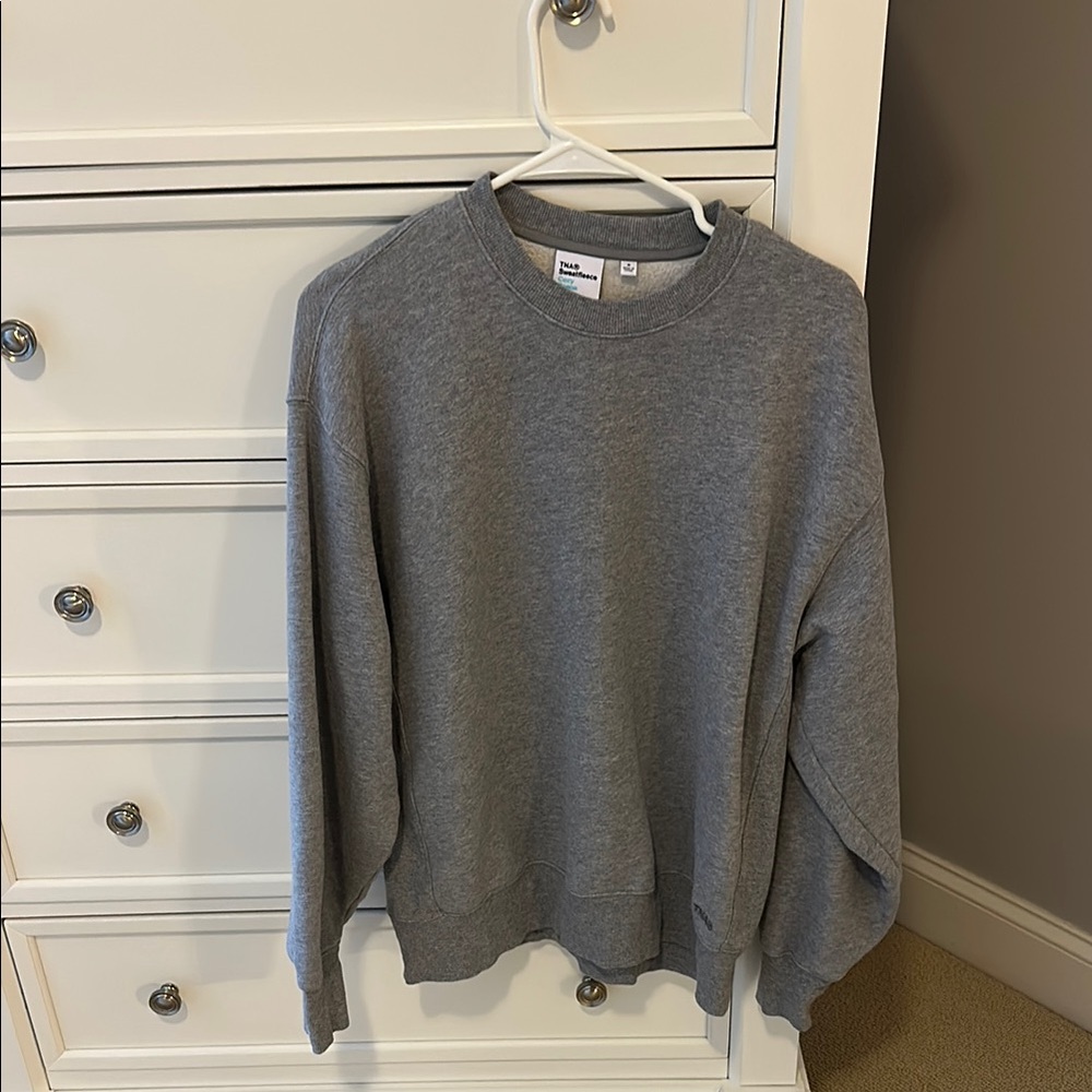 TNA Cozy Sweatfleece Boyfriend Crew Sweatshirt in Heather Gray